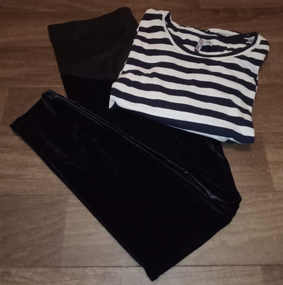 Women's Black Velvet Maternity Pants Medium &Maternity Black and White Blouse